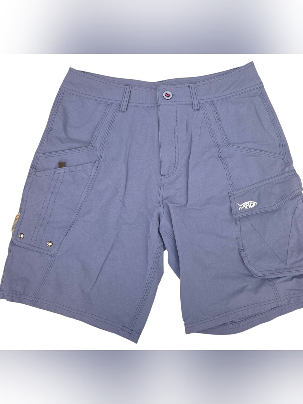 AFTCO Mens Cargo Shorts 32 Blue 9" Inseam Fishing Canvas Pockets